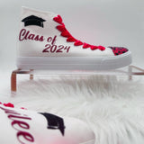 Graduation Sneakers Casual Trainers Personalized | Custom Class of Shoes for Prom Red and Black | Winter Formal Shoes Party Outfit