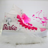 Hey Barbie customized women's tennis high top | Outfit Personalized Barbie boots sneakers for Barbie Fans | Barbie Party Halloween Sneakers