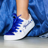 Magical Sky Style | Blue Sweet 15 Custom Sneakers Moon and Stars | Quinceañera Dance Shoes Personalized Sneakers | Mis 15 zapatillas Blue