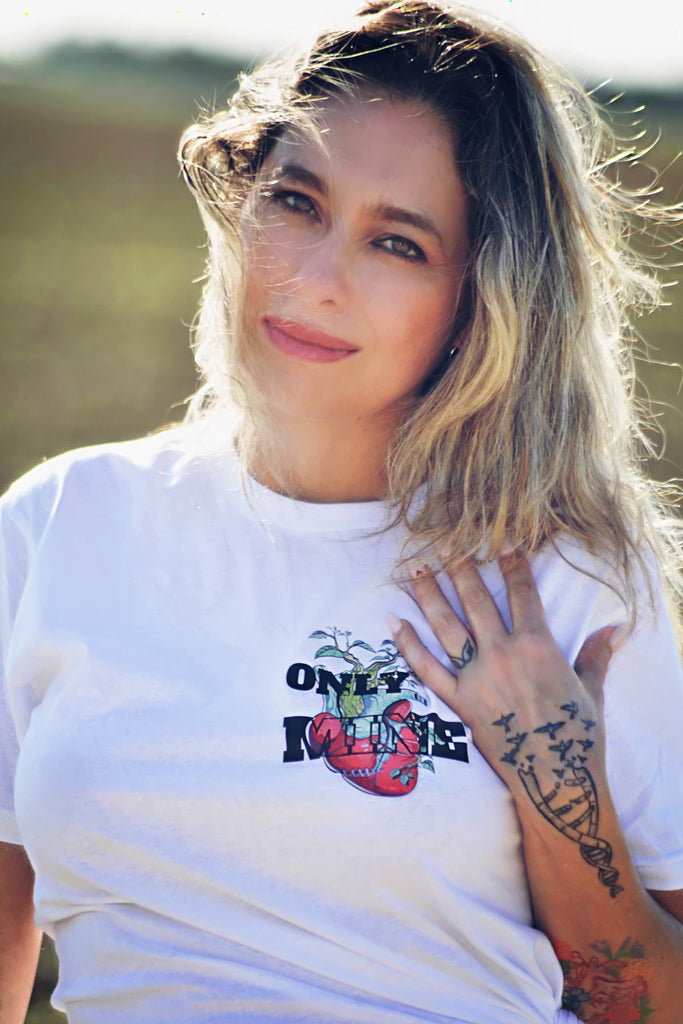 White Short Sleeve Unisex T Shir Human Heart Only Mine Message Printed