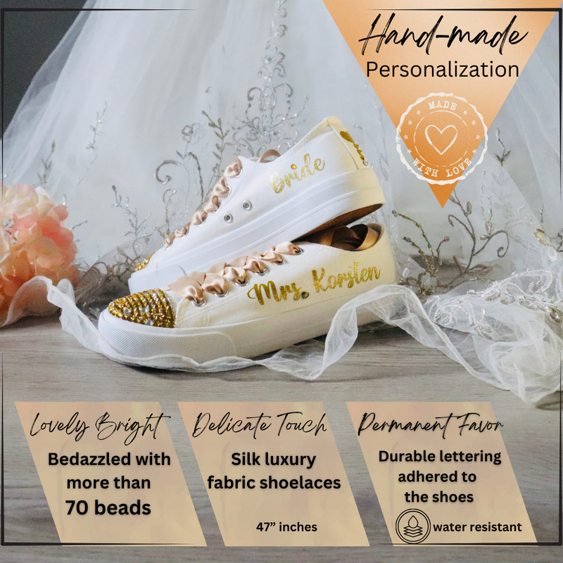 Bridal Gold Glitter Custom Sneakers