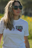 White Short Sleeve Unisex T Shirt Human Heart Love Love Love Message Printed