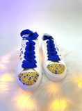 Blue & Gold Magical Sky Style | Blue Sweet 15 Custom Sneakers Moon and Stars | Quinceañera Dance Shoes Personalized Sneakers | Mis 15 zapatillas Blue