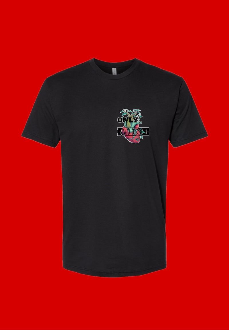 Black Short Sleeve T Shir Human Heart Only Mine Message Printed