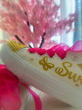 Butterfly Style Quinceanera Custom Shoes Hot Pink organza laces
