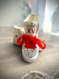 Royal Style Quinceañera Custom Shoes Red & Silver
