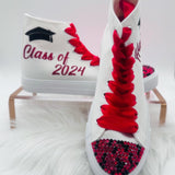 Graduation Sneakers Casual Trainers Personalized | Custom Class of Shoes for Prom Red and Black | Winter Formal Shoes Party Outfit