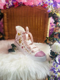 Flowers Style Custom Quince Shoes | XV Princess Cinderella Sneakers | Quinceañera Rose Gold Quince Zapatillas Rose Pink Coquette