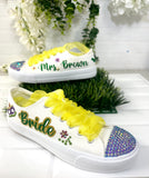 Bridal Shoes Mardi Gras | Sparkly Dancing Wedding Sneakers-Personalized | Festival Dressing Bride Flat Shoes | Bridal Trainers tennis gift