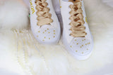 Brides Shoes Pearls theme  | Wedding Bride Sneakers | Personalized with Pearls | Bridesmaid | Matron of Honor  | FAST SHIPPING-made in USA