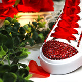 Flowers Style Red Custom Quince Shoes | XV Princess Cinderella Lavender Sneakers | Quinceañera Zapatillas Red Purple