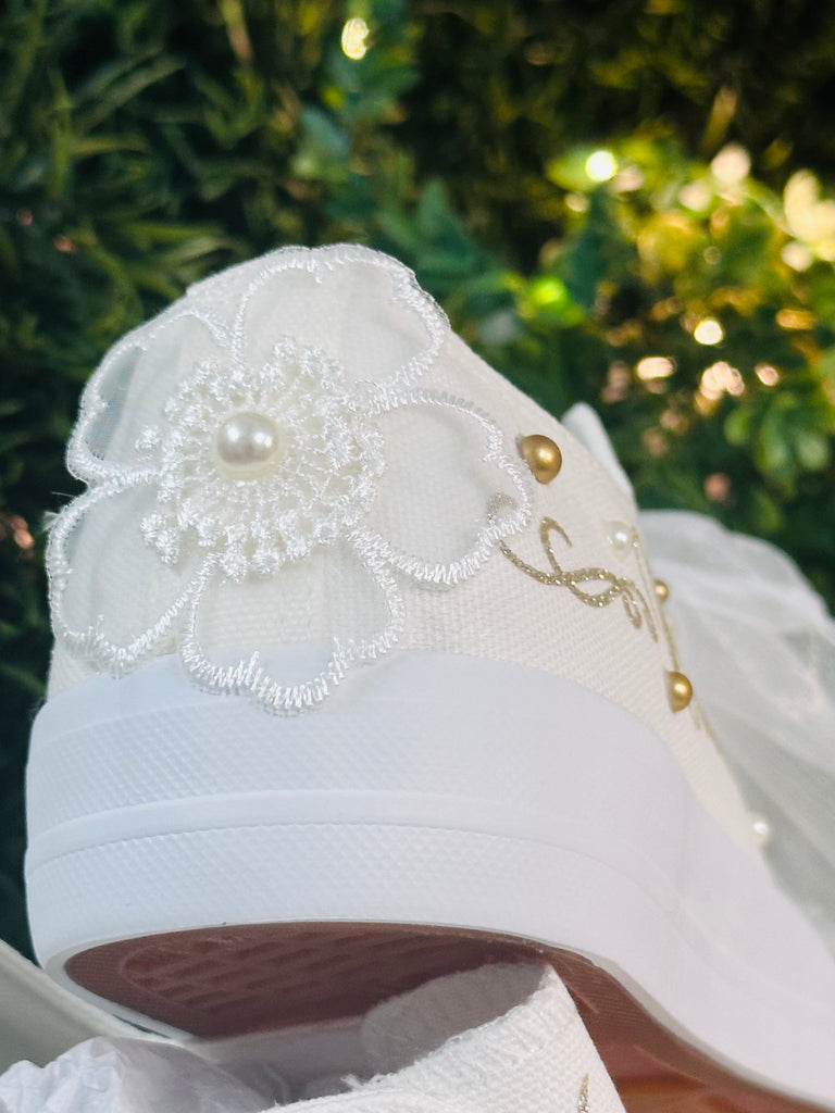 Couples Set Bridal and Groom Custom Shoes Personalized | Matching Wedding Sneakers Floral