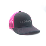 Simón hat adjustable Grey - Fucsia Back embroidered title