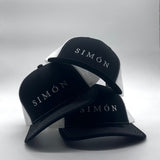Simón hat adjustable Black - White Back embroidered title