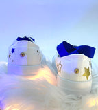 Blue & Gold Magical Sky Style | Blue Sweet 15 Custom Sneakers Moon and Stars | Quinceañera Dance Shoes Personalized Sneakers | Mis 15 zapatillas Blue