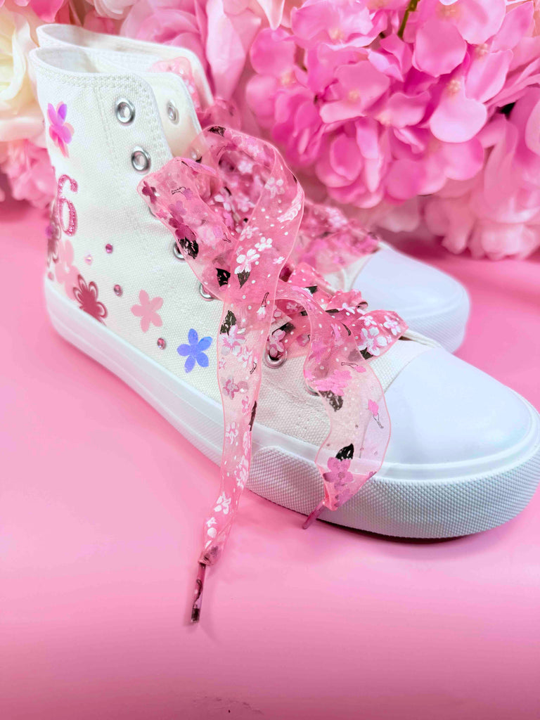 Sweet 16 Fayri Tale Garden Party Dance Celebration | Personalized High-Top Shoes with Name Gift for Birthday Girl | Eye-Catching Holographic