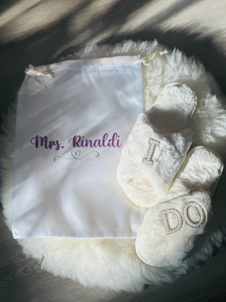Wedding flats cozy bridal sandals with wrapping bag personalizable