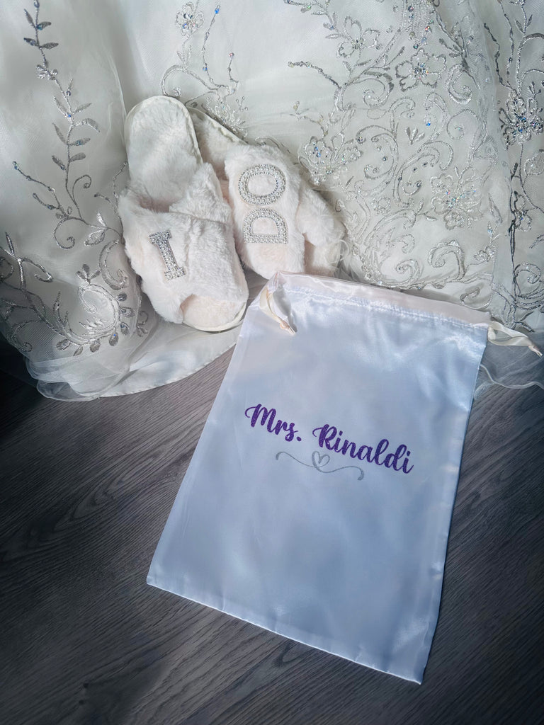Wedding flats cozy bridal sandals with wrapping bag personalizable