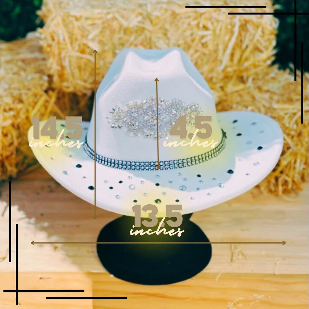 Cowgirl Hat Women wedding Artificial Wool Western Bride Cowgirl Personalized Jewelry Sombrero | Bling  Country Bride Outdoor Wedding