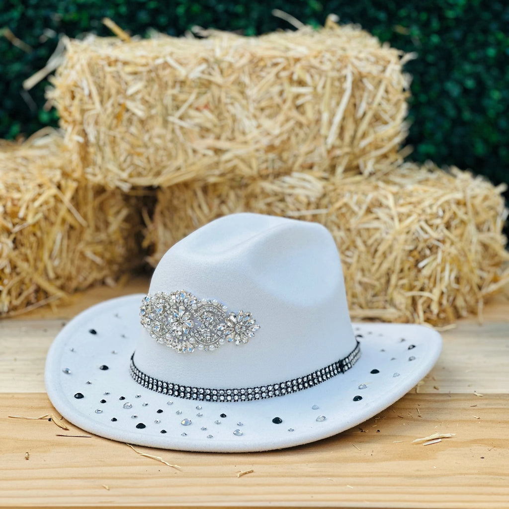 Cowgirl Hat Women wedding Artificial Wool Western Bride Cowgirl Personalized Jewelry Sombrero | Bling  Country Bride Outdoor Wedding
