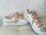 Bridal Golden Wedding Sneakers with Champagne Laces
