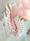 Party Style Quinceanera | Pink Quinces Personalized Sneakers | Quince custom shoes | XV Quinceañero Ideas | Zapatillas Verdes Quince party Trainers