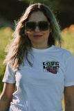 White Short Sleeve Unisex T Shirt Human Heart Love Love Love Message Printed