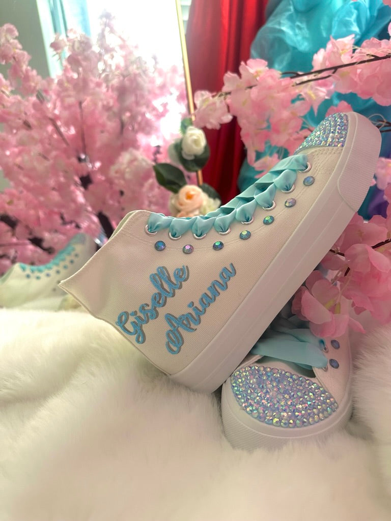 Cinderella Style Custom Baby Blue color Quinceañera Shoes