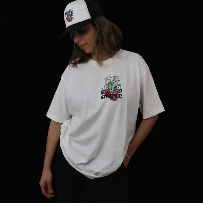 White Short Sleeve Unisex T Shir Human Heart Simple Message Printed