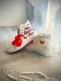 Royal Style Quinceañera Custom Shoes Red & Silver