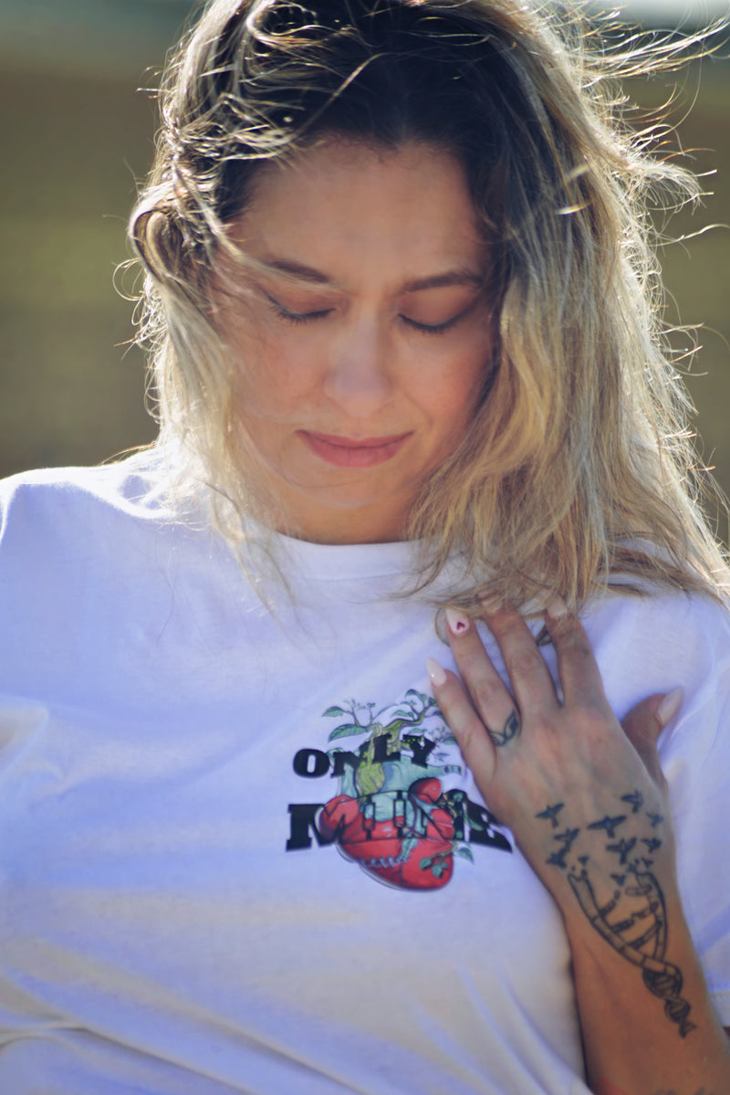 White Short Sleeve Unisex T Shir Human Heart Only Mine Message Printed