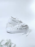 Personalized Bride Wedding Sneakers with Mrs Name and Wedding Date | Bridal Shoes with Satin Ribbon Laces