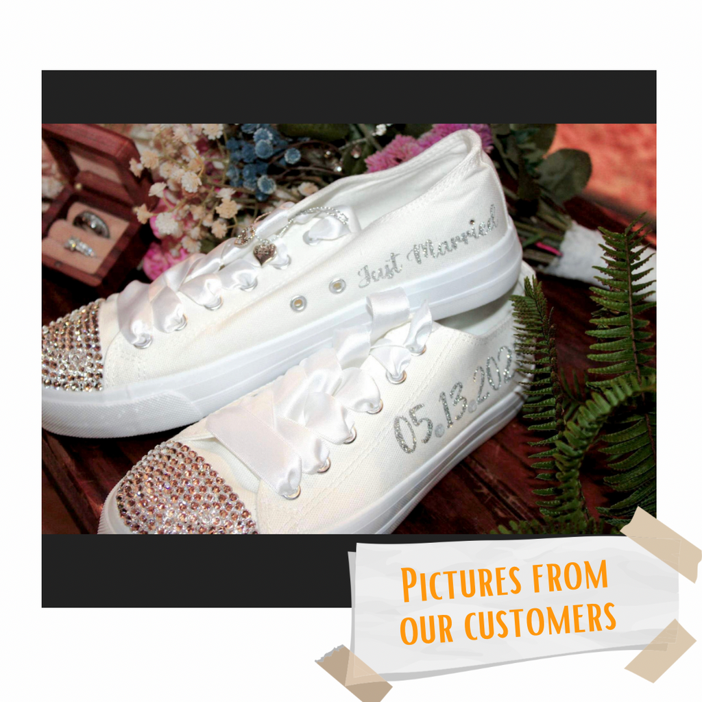 Shoes  Custom Bling Rhinestone White Sneakers Bedazzled Tennis
