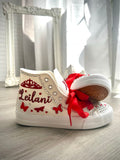 Royal Style Quinceañera Custom Shoes Red & Silver