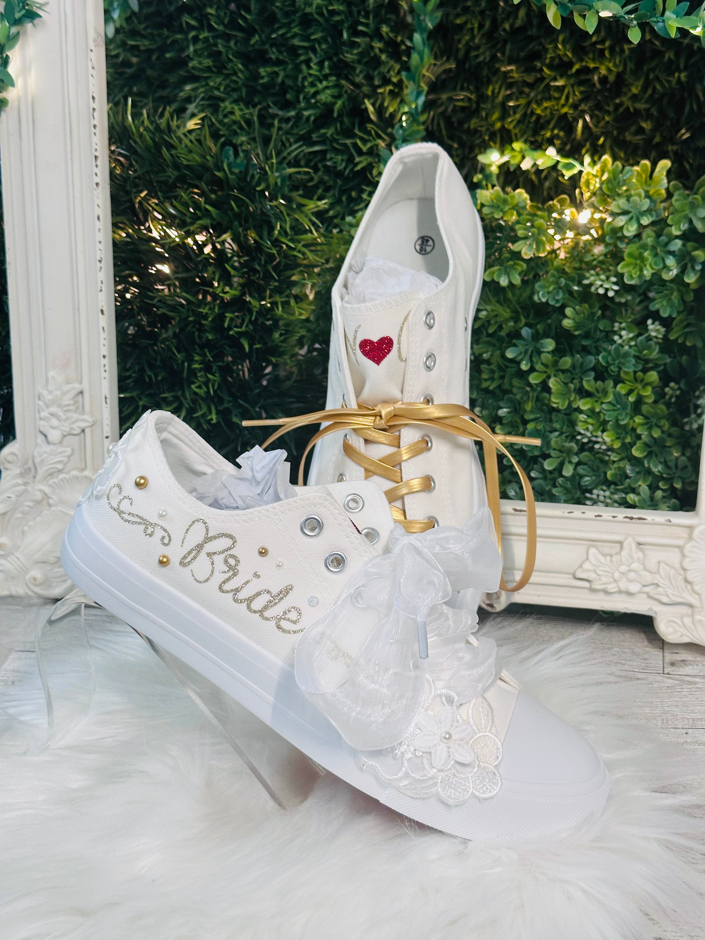 Cute Wedding Tennis Shoes Wedding Converse For Bride, Custom
