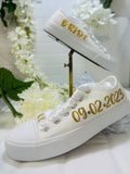 Bridal Gold Glitter flat shoes Customized Sneakers Mrs to be