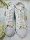 Bridal Gold Glitter flat shoes Customized Sneakers Mrs to be