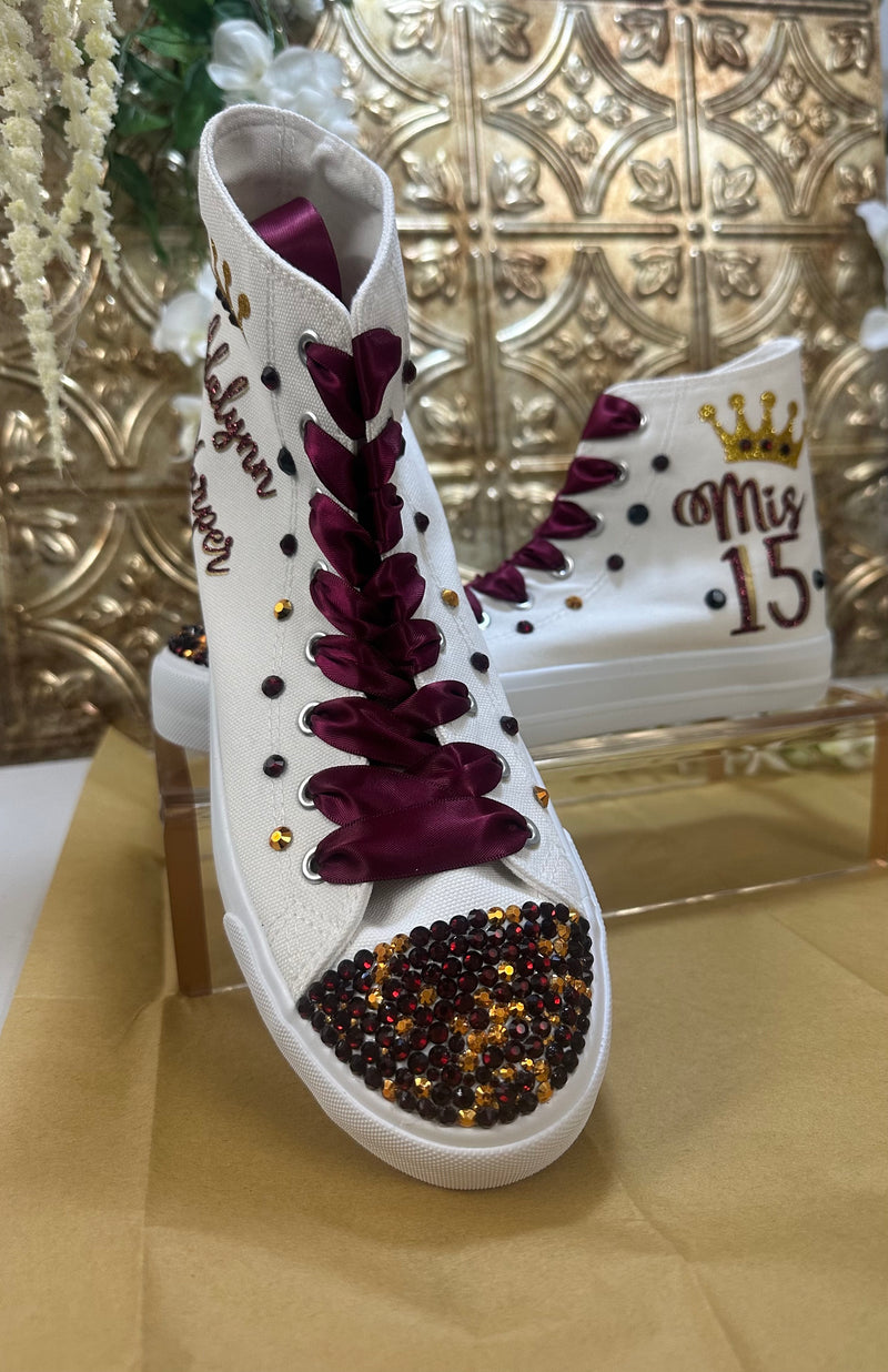 Party Style Mis Quince Sneakers Burgundy Mix Gold color