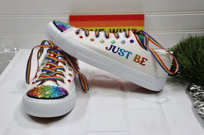 Rainbow Sneakers Custom LGBTQ Low Top | Resin glitter colorful Personalized | Pride Sneakers personalized