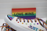 Rainbow Sneakers Custom LGBTQ Low Top | Resin glitter colorful Personalized | Pride Sneakers personalized