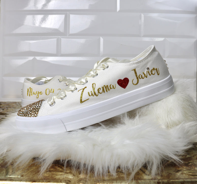 Bridal Gold Glitter Custom Sneakers