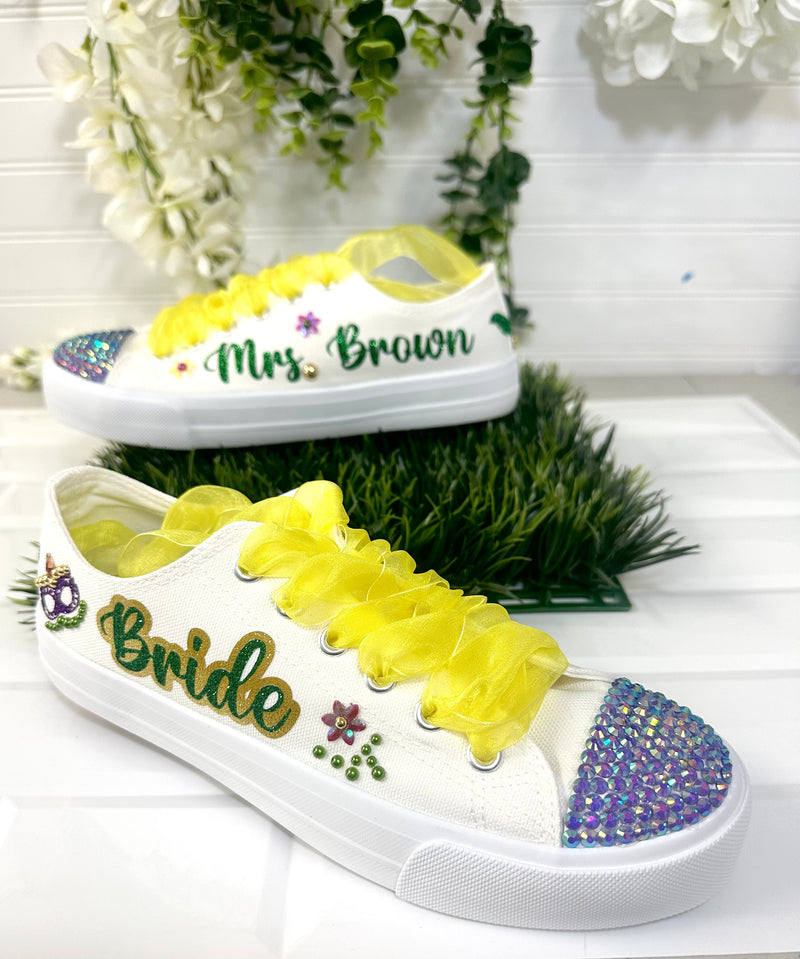 Personalized White Glitter Bride Sneakers With Rose Gold for Wedding or  Special Occasion, Bling Bridal Shoes, Sparkle Sneakers 