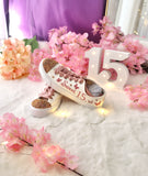 Butterfly Style | Rose Gold Sweet 15 Custom Sneakers | Quinceañera Shoes | Personalized 15 Birthday Sneakers | USA fast shipping