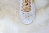 Brides Shoes Pearls theme  | Wedding Bride Sneakers | Personalized with Pearls | Bridesmaid | Matron of Honor  | FAST SHIPPING-made in USA