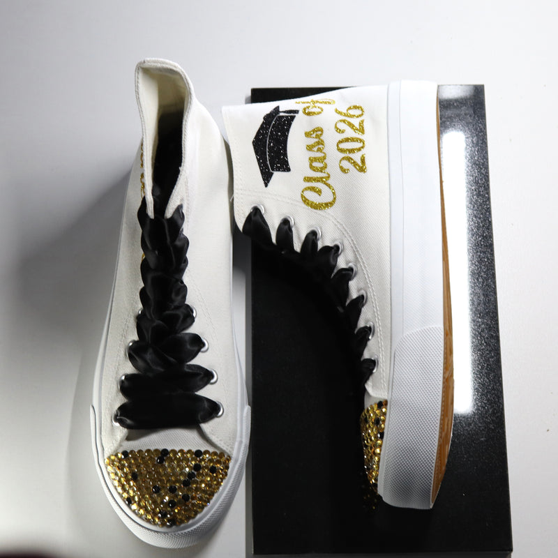 Graduation Sneakers Casual Trainers Personalized | Black Custom Class of Shoes for Prom Red and Black | Winter Formal Shoes Party Outfit (Copy)