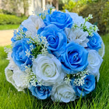 Wedding Bouquets for Bride Babysbreath Rose Bridesmaid Bouquets Silk Ribbon Valentine's Day Decoration Pearl Lace Mesh Ball Gift