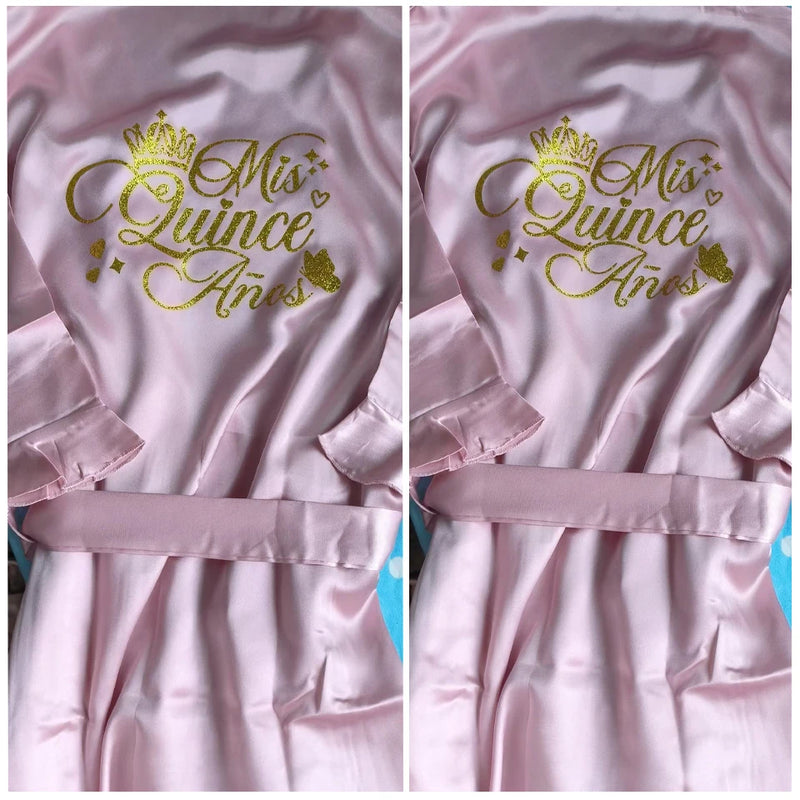 Quinceanera Sweet 15th Birthday Party bathrobe Floral Girl Fifteen Years Old robe Quinceañera Princess nightgown