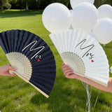 Mr Mrs Husband Wife Couple Hand Fan Bride Groom Wedding Just Married Honeymoon Trip Bridal Shower Anniversary Engagement Gift
