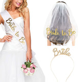 Wedding Party Set Rose Gold Bride to Be Bridal Shower Bridal Straps wedding veil headband hen night bachelorette party supplies