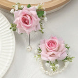 2 sets of wrist and corsage accessories. The bracelet flowers and corsages are suitable for weddings and engagements.